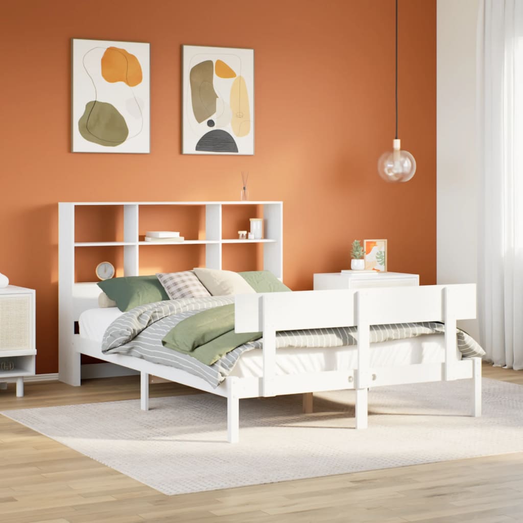 Letto Libreria senza Materasso Bianco 120x200 cm Legno di Pino - homemem39