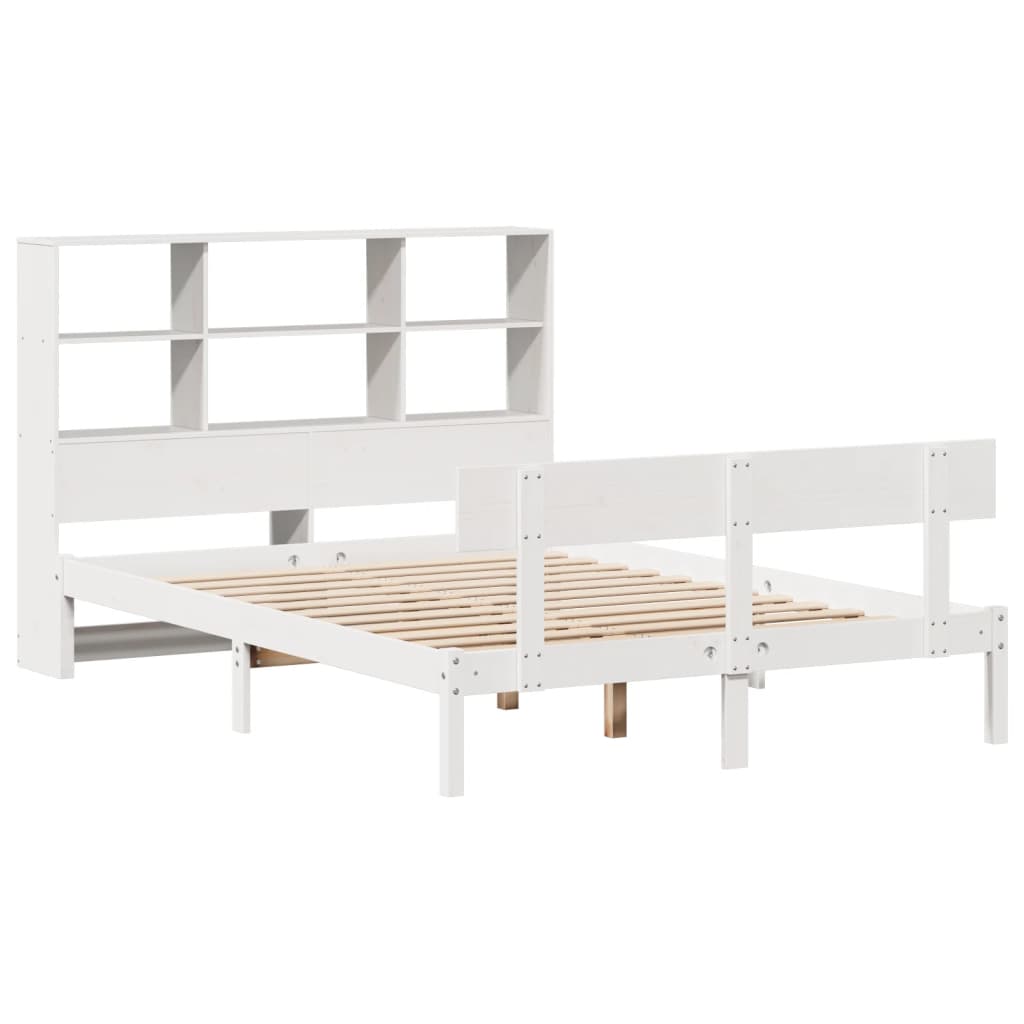 Letto Libreria senza Materasso Bianco 140x200 cm Legno di Pino