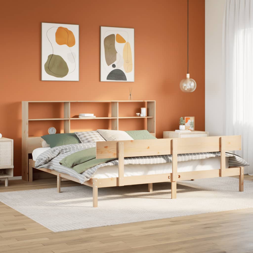 Letto Libreria senza Materasso 180x200 cm in Legno di Pino