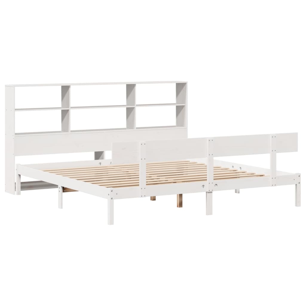 Letto Libreria senza Materasso Bianco 200x200 cm Legno di Pino