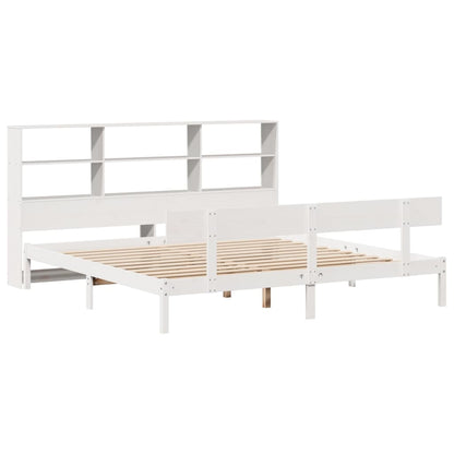 Letto Libreria senza Materasso Bianco 200x200 cm Legno di Pino