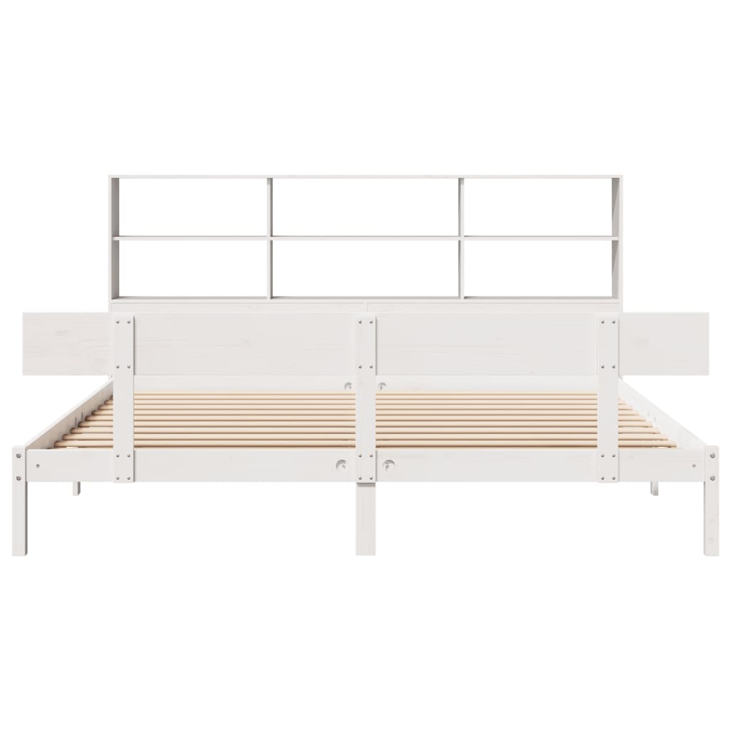 Letto Libreria senza Materasso Bianco 200x200 cm Legno di Pino