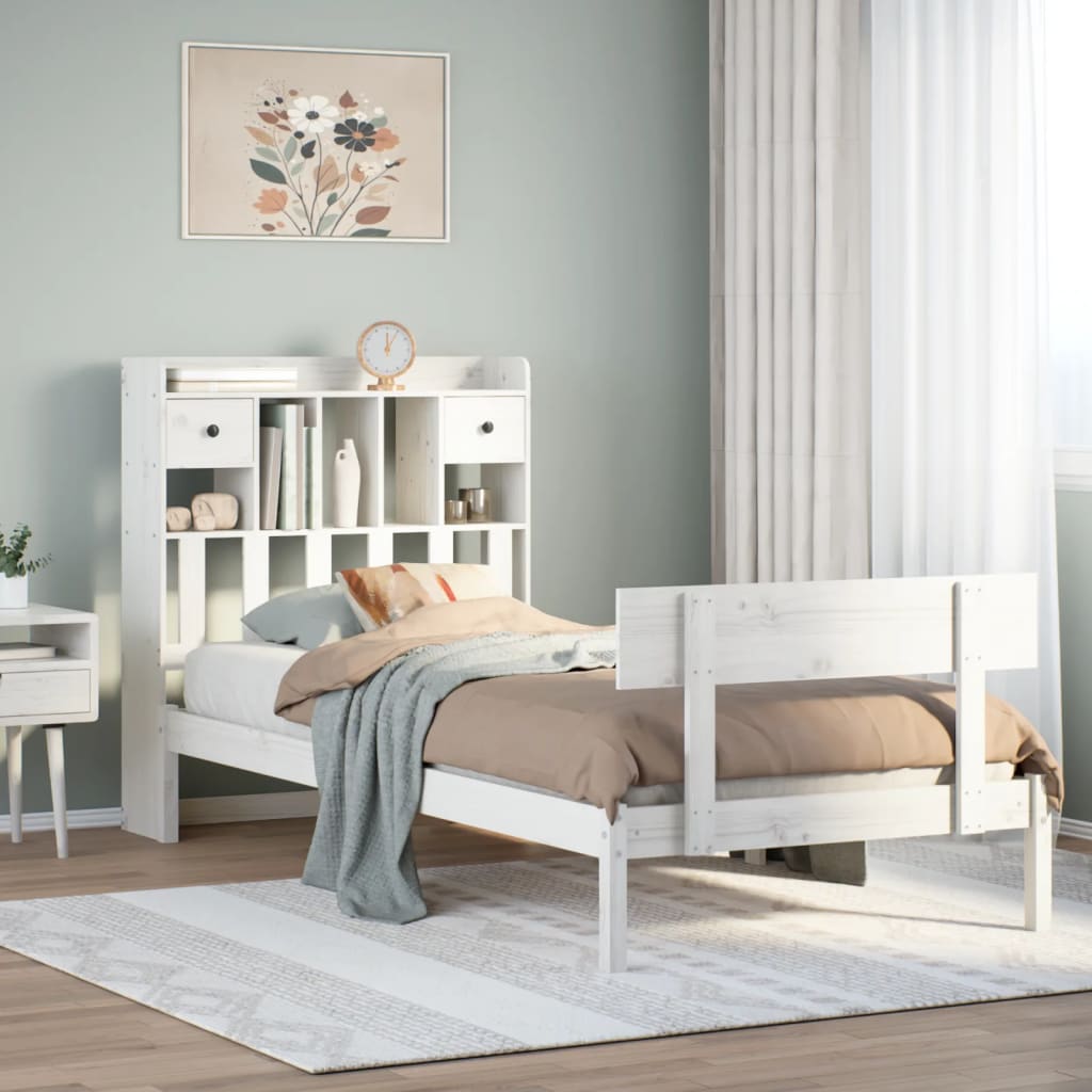 Letto con Libreria senza Materasso 75x190 cm in Legno Pino