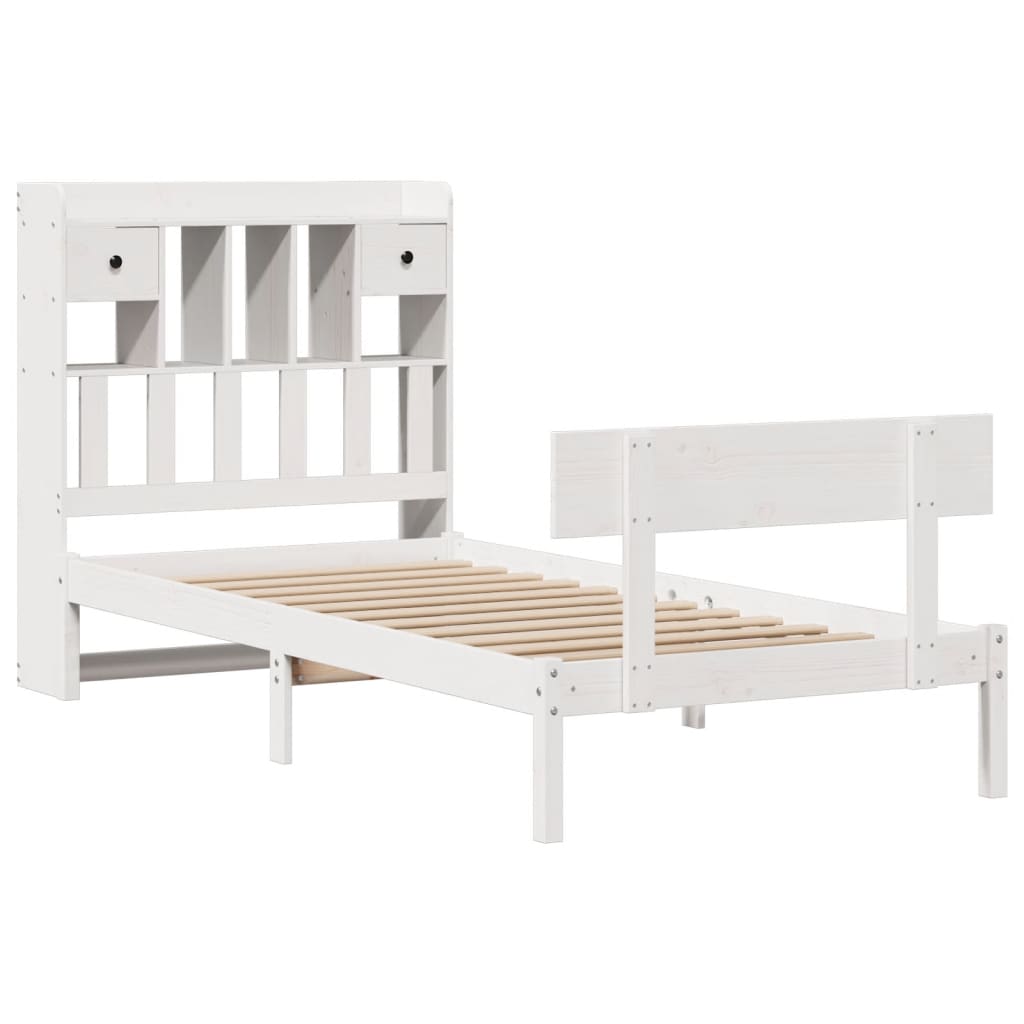 Letto Libreria senza Materasso Bianco 90x190 cm Massello Pino - homemem39