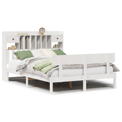 Letto Libreria senza Materasso Bianco 140x190 cm Legno di Pino