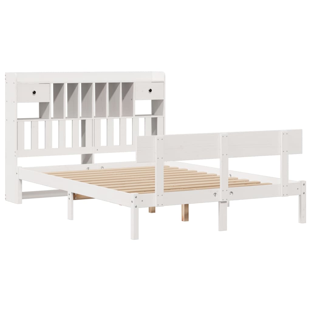 Letto Libreria senza Materasso Bianco 140x190 cm Legno di Pino