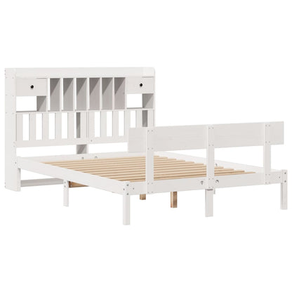 Letto Libreria senza Materasso Bianco 140x190 cm Legno di Pino