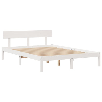 Letto Libreria senza Materasso Bianco 140x190 cm Legno di Pino