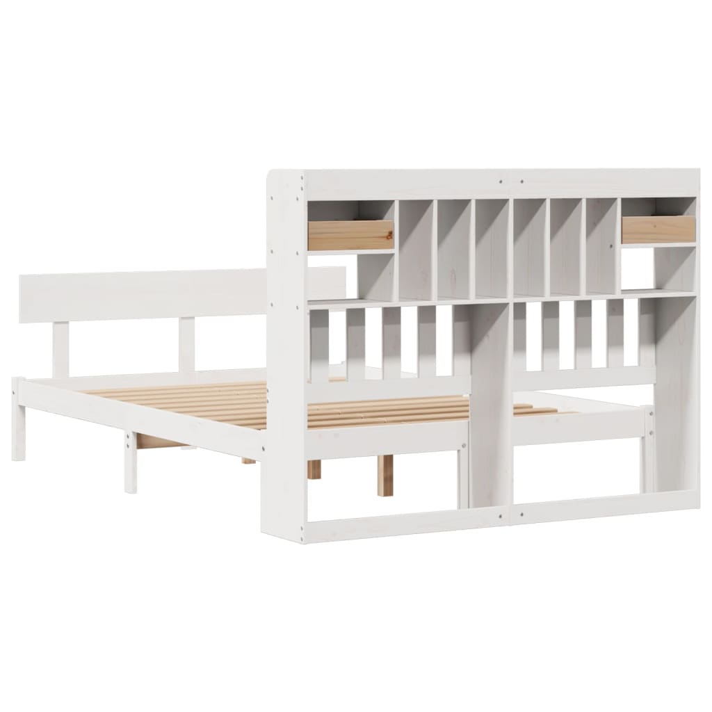 Letto Libreria senza Materasso Bianco 140x190 cm Legno di Pino