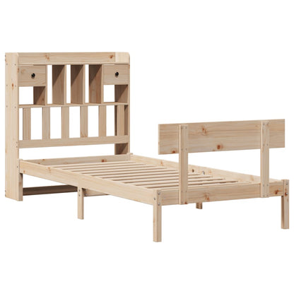 Letto Libreria senza Materasso 90x200 cm Legno Massello Pino