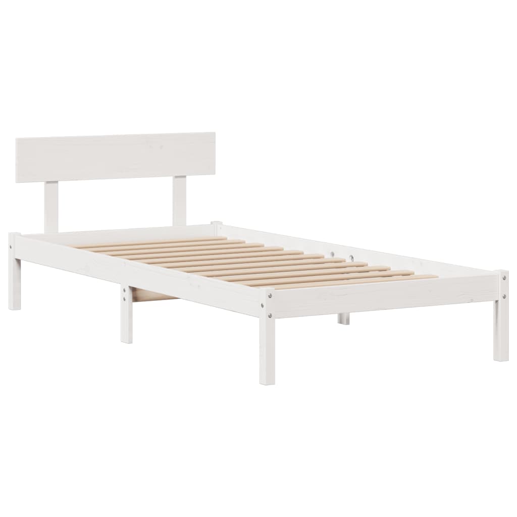 Letto Libreria senza Materasso Bianca 90x200 cm Legno di Pino - homemem39
