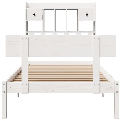 Letto Libreria senza Materasso Bianco 100x200 cm Legno di Pino