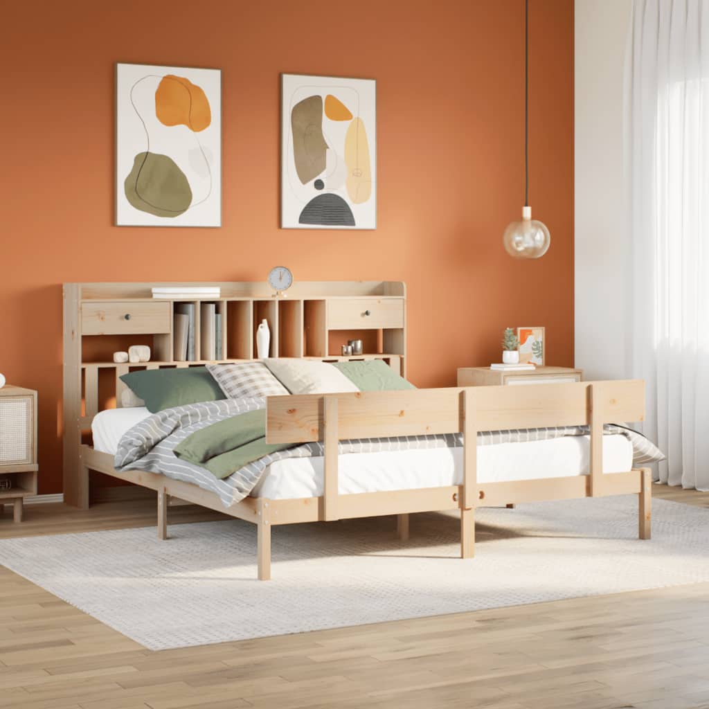 Letto Libreria senza Materasso 180x200 cm in Legno di Pino