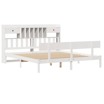 Letto Libreria senza Materasso Bianco 200x200 cm Legno di Pino