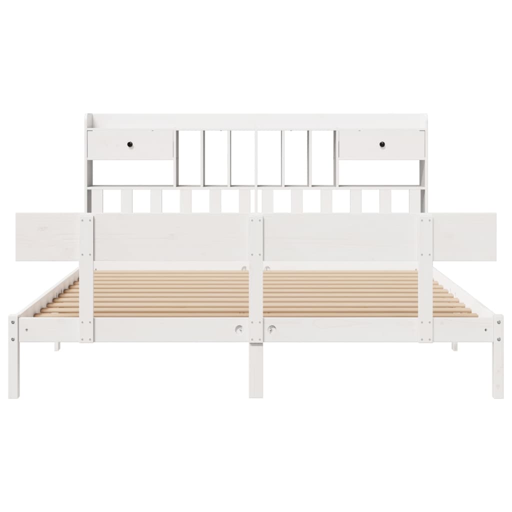 Letto Libreria senza Materasso Bianco 200x200 cm Legno di Pino