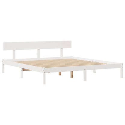 Letto Libreria senza Materasso Bianco 200x200 cm Legno di Pino