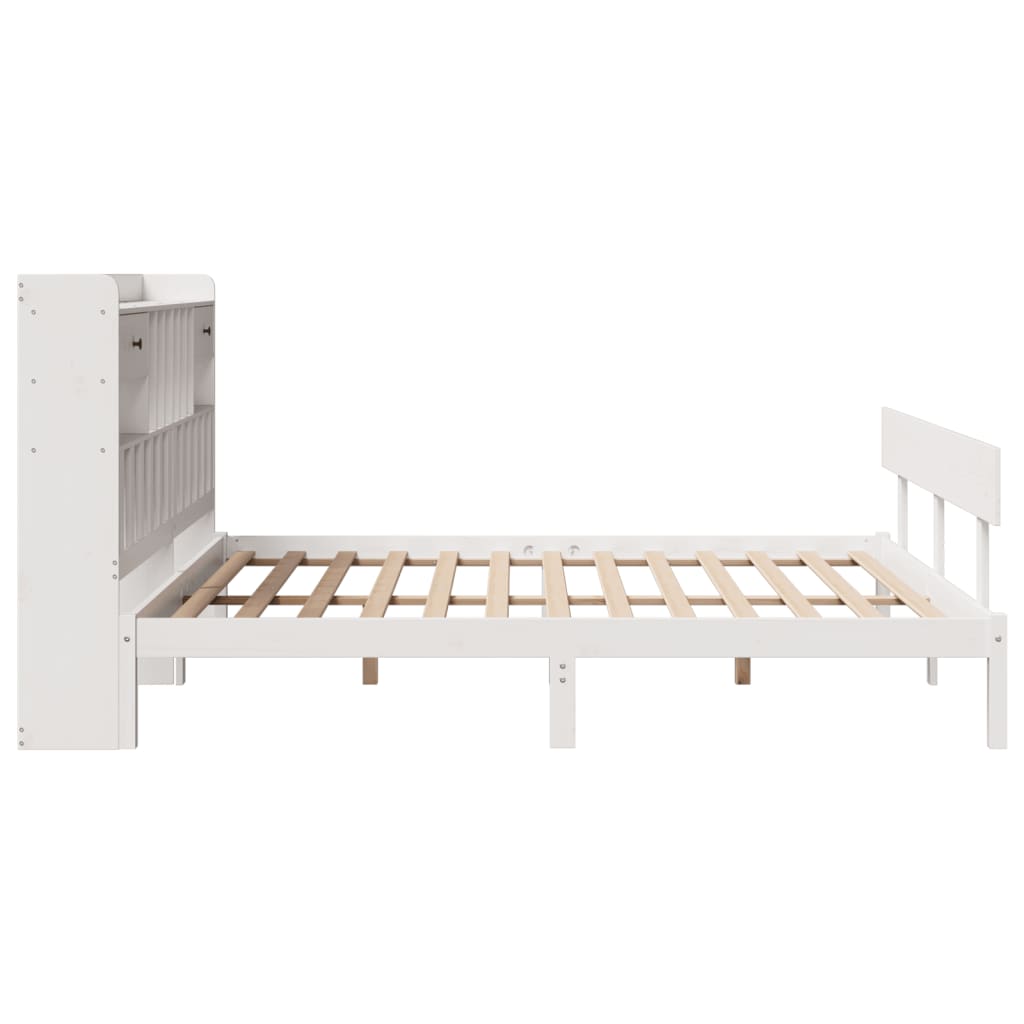 Letto Libreria senza Materasso Bianco 200x200 cm Legno di Pino