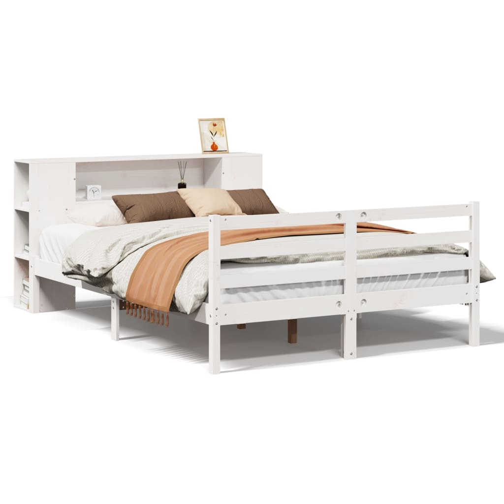 Letto Libreria senza Materasso Bianco 120x190 cm Legno di Pino - homemem39