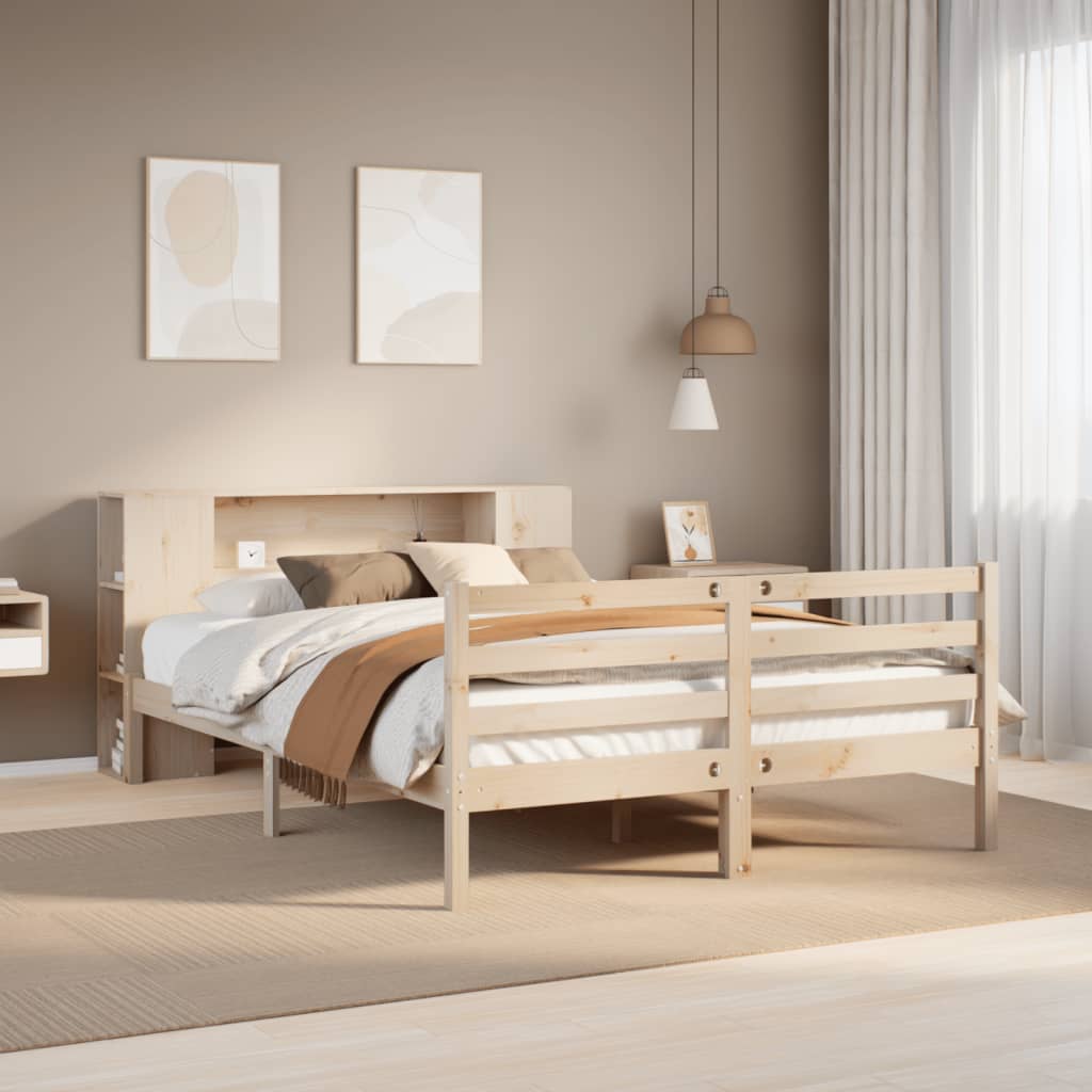 Letto Libreria senza Materasso 135x190 cm in Legno di Pino