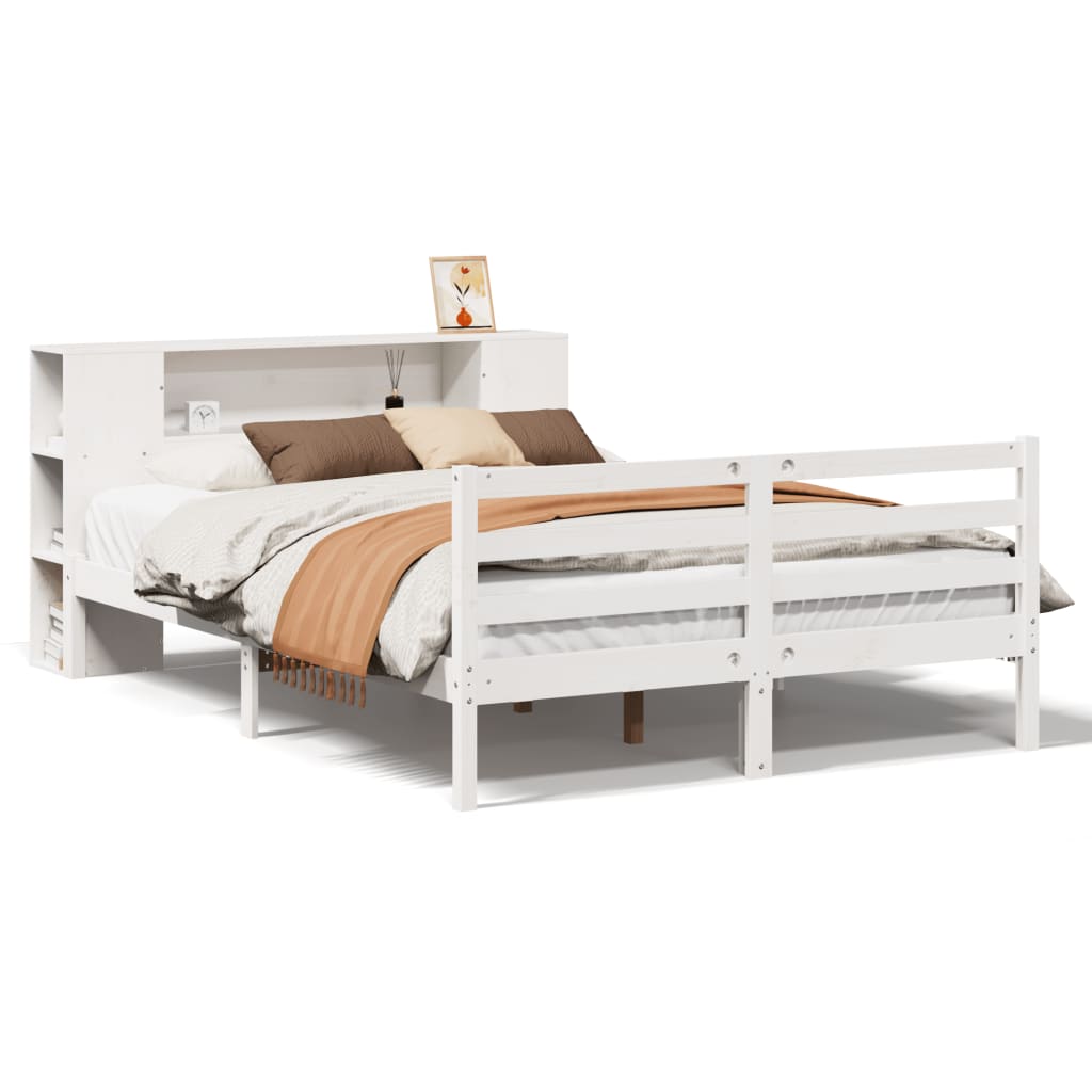 Letto Libreria senza Materasso Bianco 135x190 cm Legno di Pino