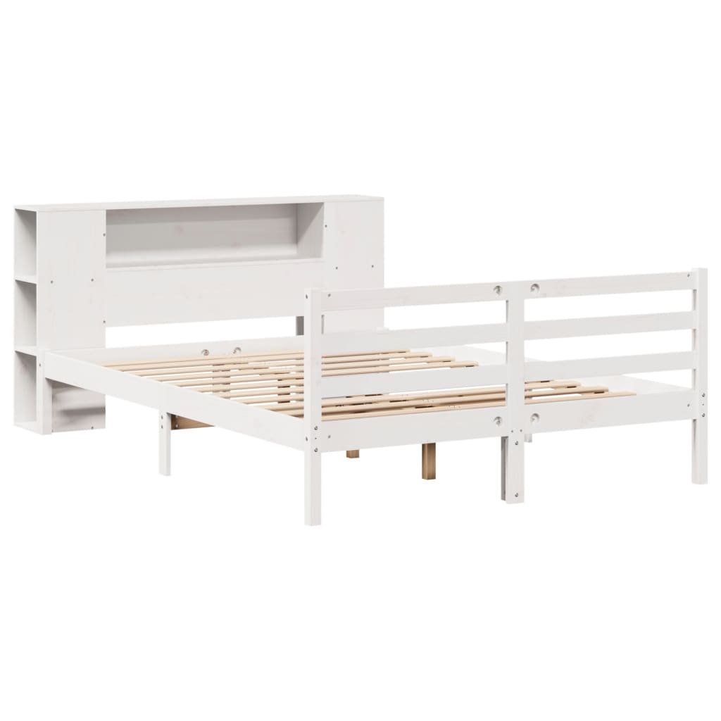 Letto Libreria senza Materasso Bianco 135x190 cm Legno di Pino