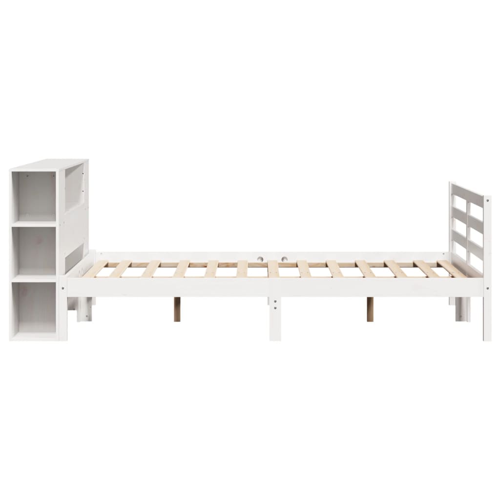 Letto Libreria senza Materasso Bianco 140x190 cm Legno di Pino - homemem39
