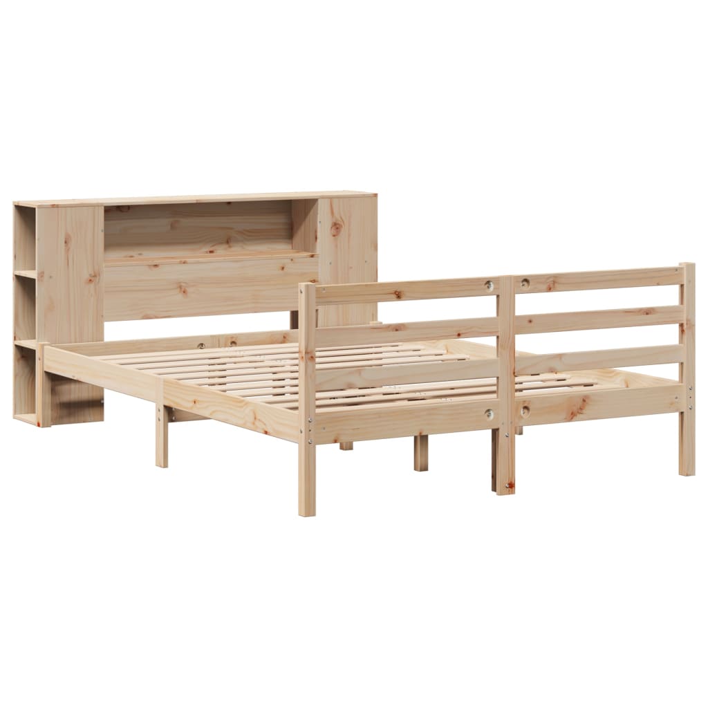 Letto Libreria senza Materasso 120x200cm Legno Massello di Pino - homemem39
