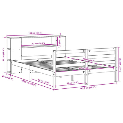 Letto Libreria senza Materasso Bianco 160x200 cm Legno di Pino