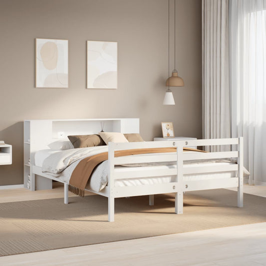 Letto Libreria senza Materasso Bianco 160x200 cm Legno di Pino