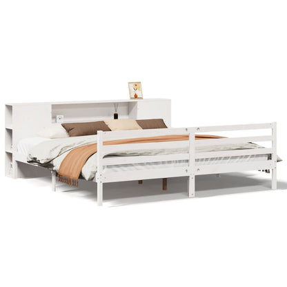 Letto Libreria senza Materasso Bianco 200x200 cm Legno di Pino