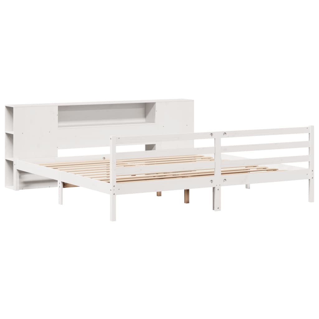 Letto Libreria senza Materasso Bianco 200x200 cm Legno di Pino