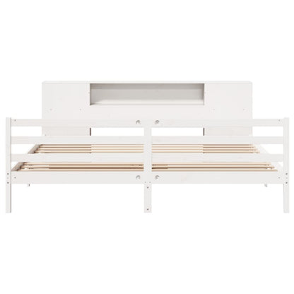 Letto Libreria senza Materasso Bianco 200x200 cm Legno di Pino