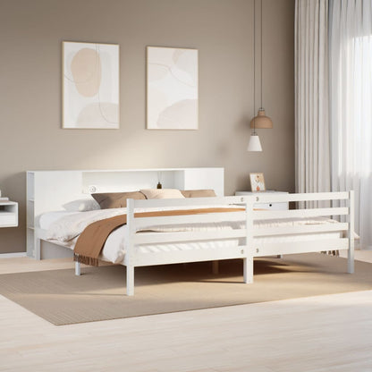 Letto Libreria senza Materasso Bianco 200x200 cm Legno di Pino