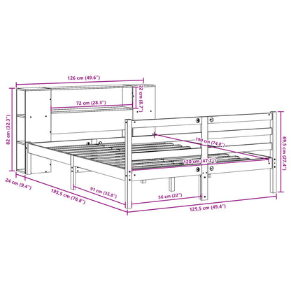 Letto Libreria senza Materasso Marrone Cera 120x190 cm in Pino