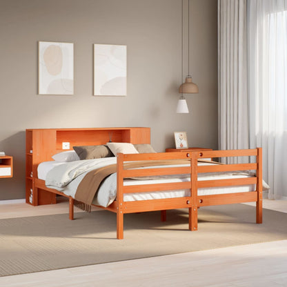 Letto Libreria senza Materasso Marrone Cera 120x190 cm in Pino