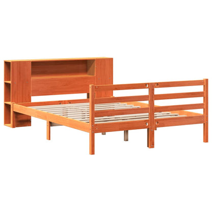 Letto Libreria senza Materasso Marrone Cera 135x190 cm in Pino