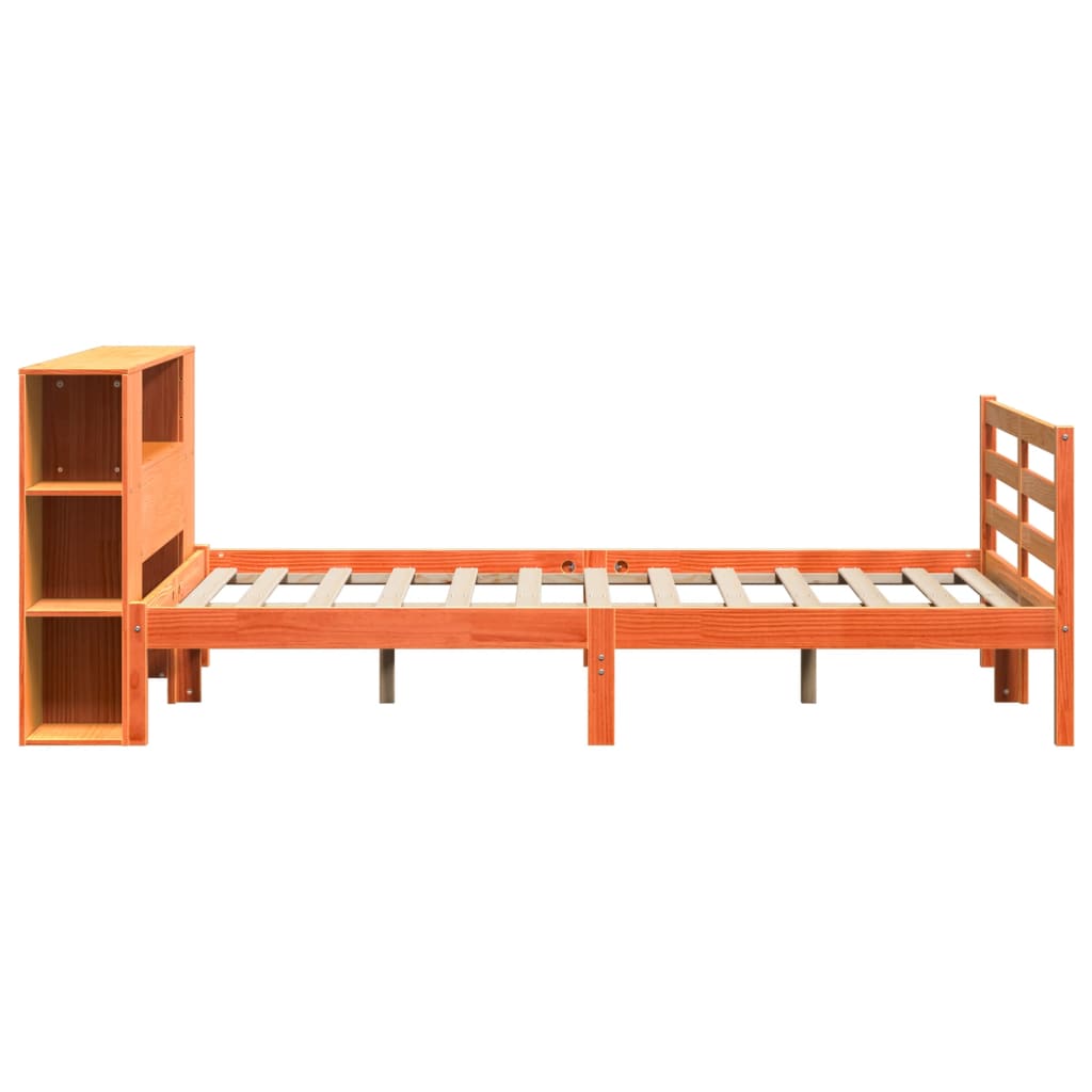 Letto Libreria senza Materasso Marrone Cera 135x190 cm in Pino