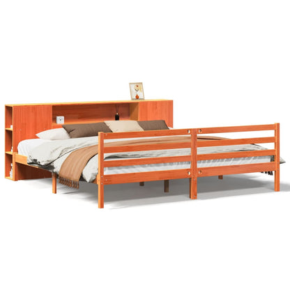 Letto Libreria senza Materasso Marrone Cera 180x200 cm in Pino