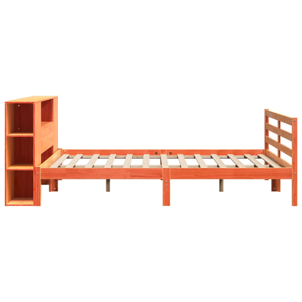 Letto Libreria senza Materasso Marrone Cera 180x200 cm in Pino