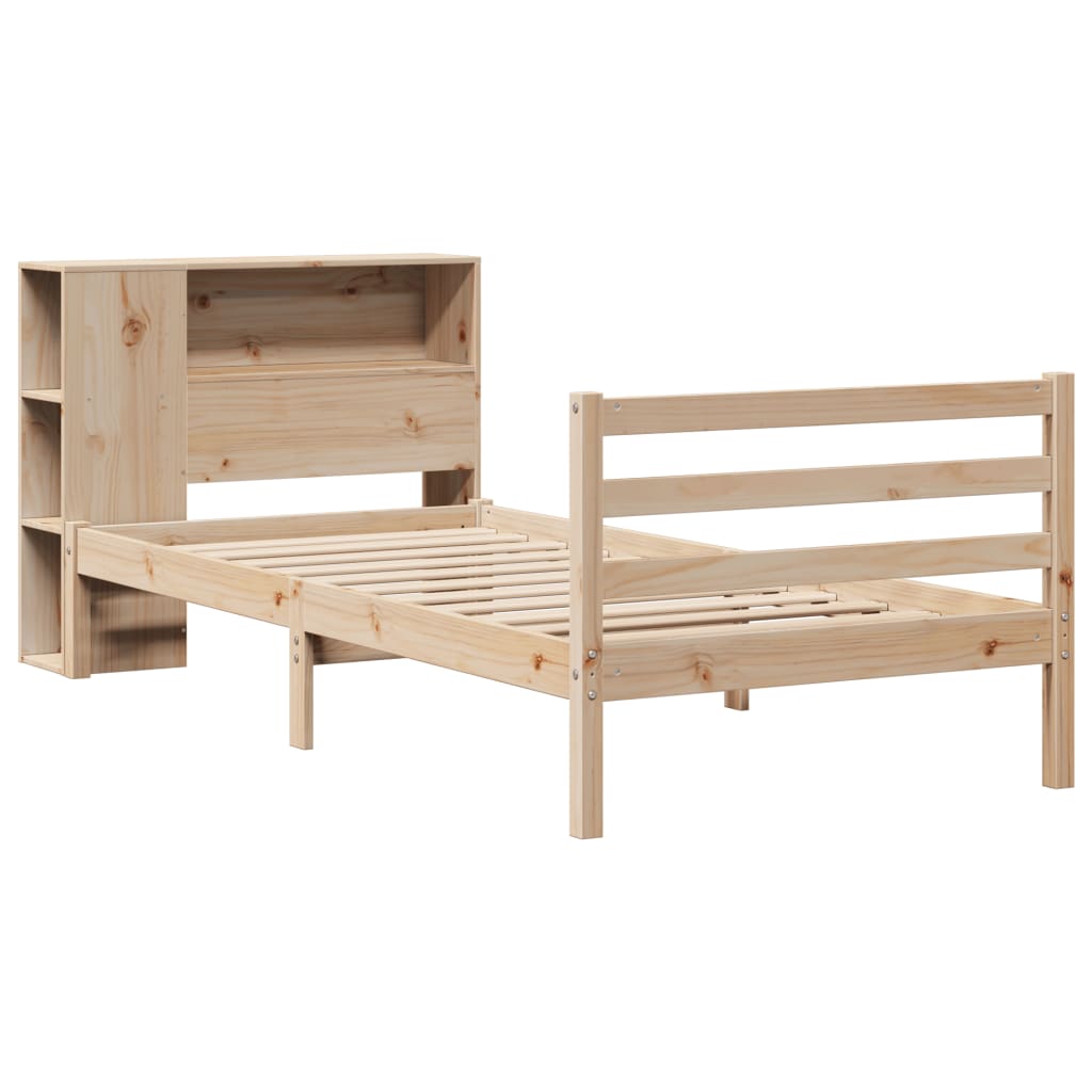 Giroletto con Libreria senza Materasso 75x190 cm in Legno Pino - homemem39