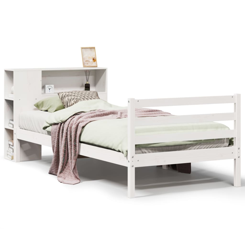 Letto con Libreria senza Materasso 75x190 cm in Legno Pino