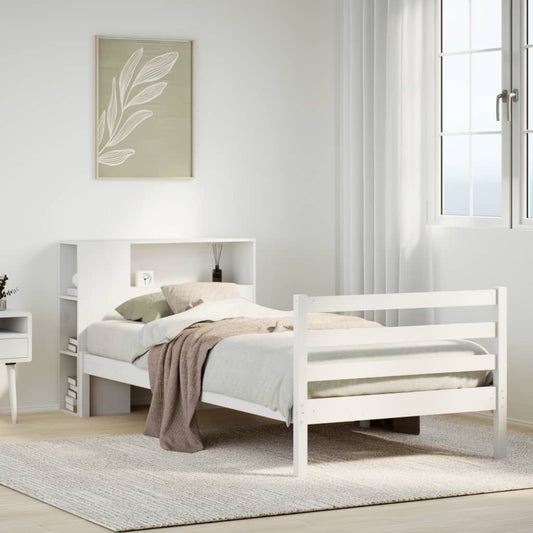 Letto con Libreria senza Materasso 75x190 cm in Legno Pino