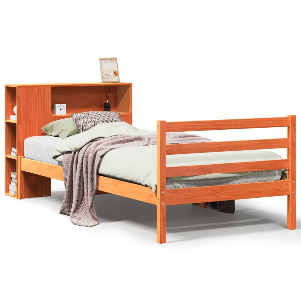 Letto Libreria senza Materasso Marrone Cera 75x190 cm Legno