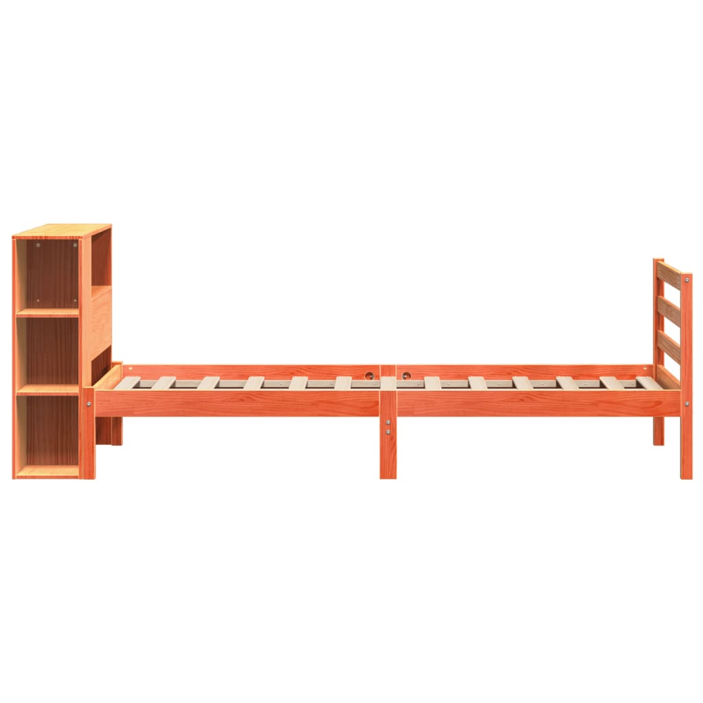 Letto Libreria senza Materasso Marrone Cera 75x190 cm Legno