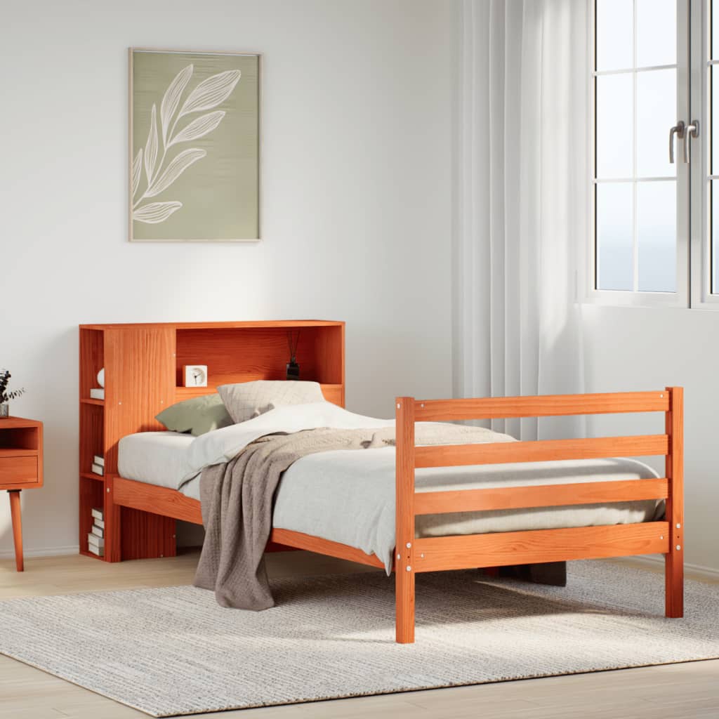 Letto Libreria senza Materasso Marrone Cera 100x200 cm Legno - homemem39
