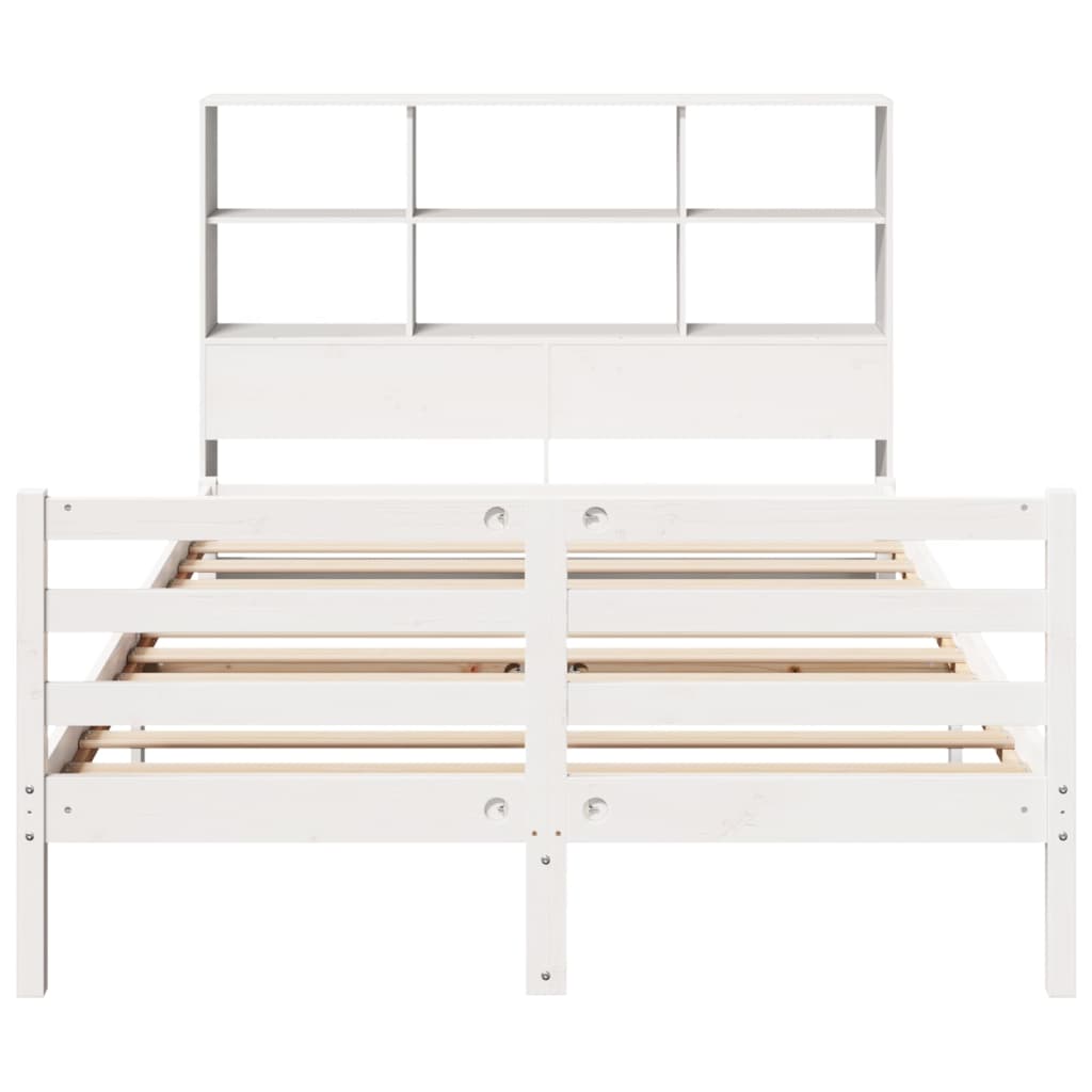 Letto Libreria senza Materasso Bianco 135x190 cm Legno di Pino