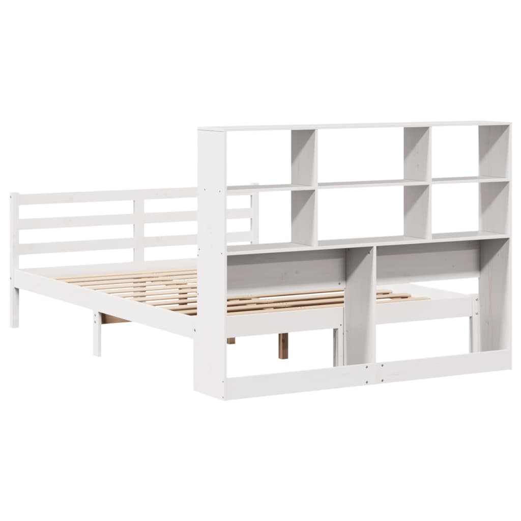 Letto Libreria senza Materasso Bianco 135x190 cm Legno di Pino