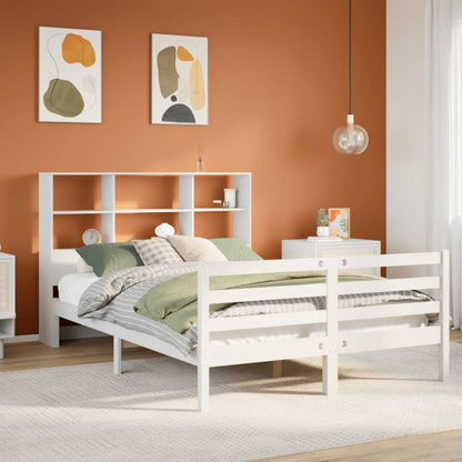 Letto Libreria senza Materasso Bianco 135x190 cm Legno di Pino