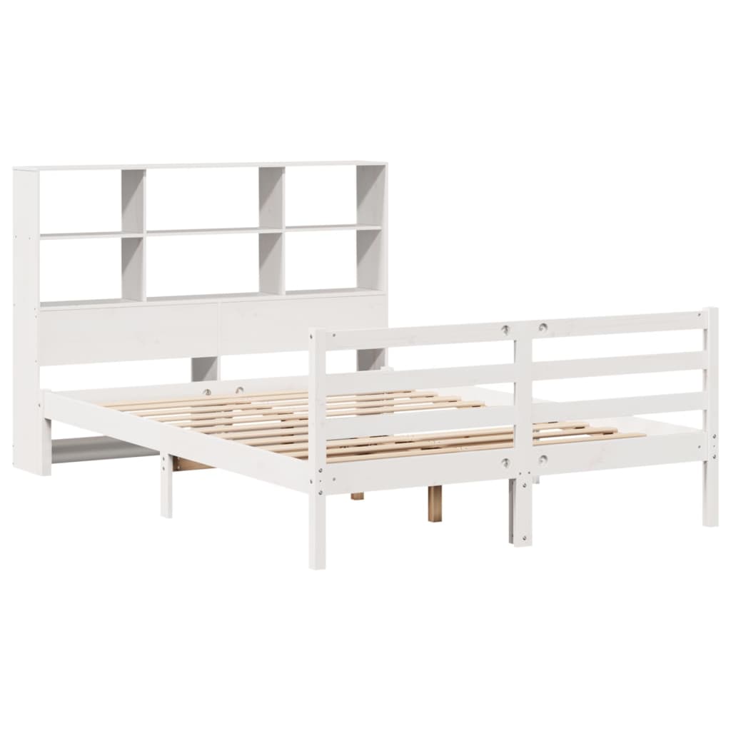 Letto Libreria senza Materasso Bianco 140x190 cm Legno di Pino