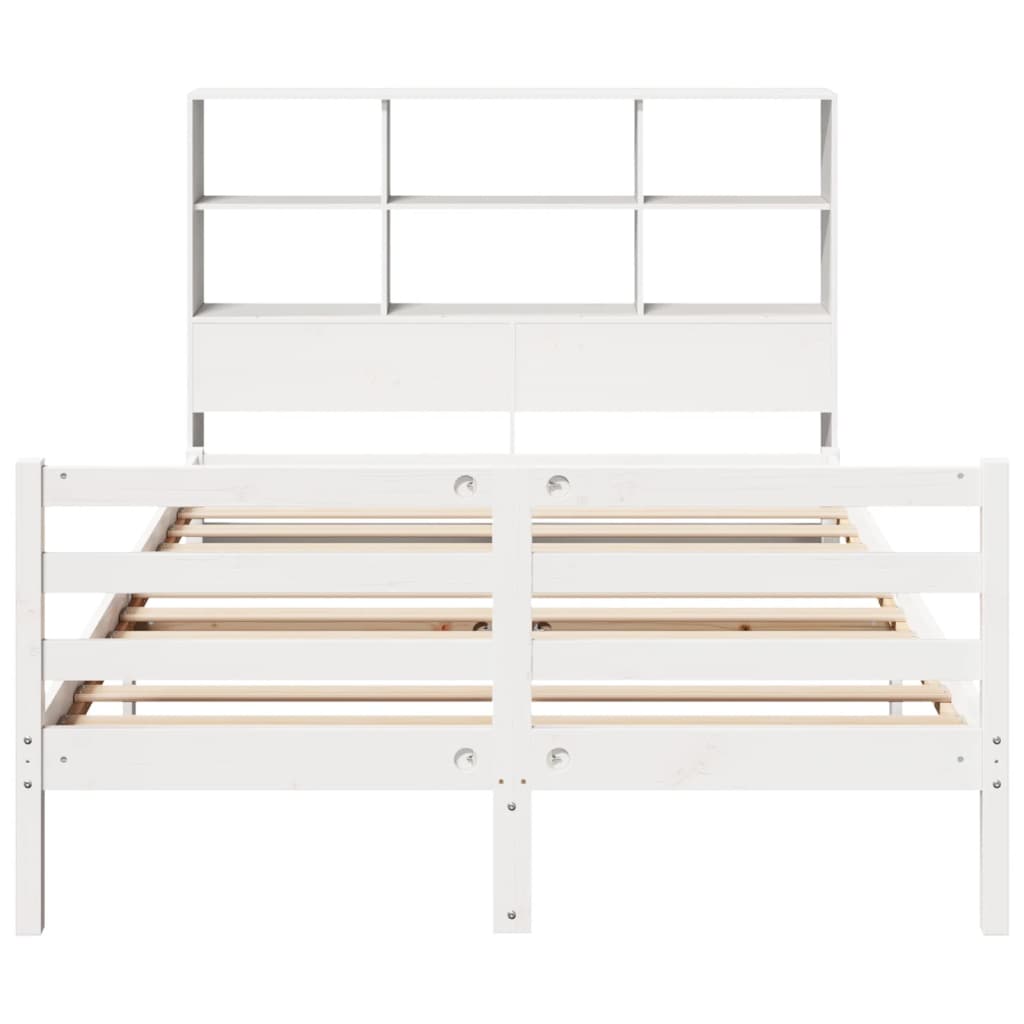 Letto Libreria senza Materasso Bianco 140x190 cm Legno di Pino